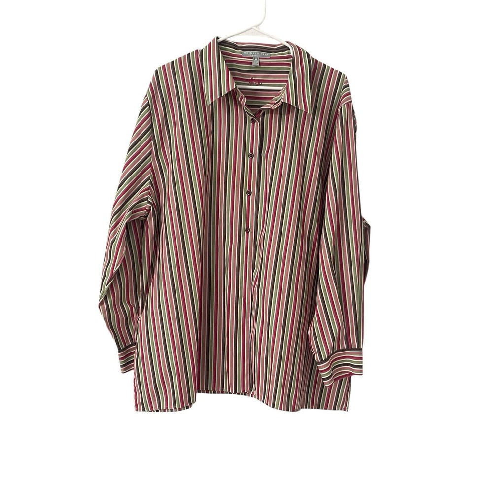Women's Foxcroft Buttondown Top 3X 22W Striped Office Business Fall Staple